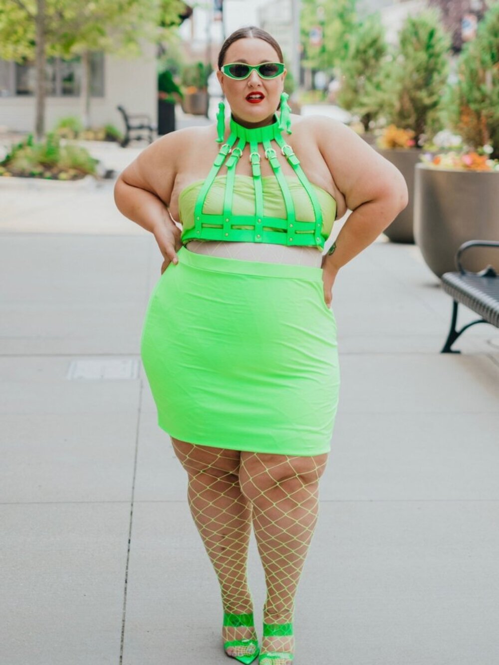 Boohoo Lime Green Mini Bodycon Skirt